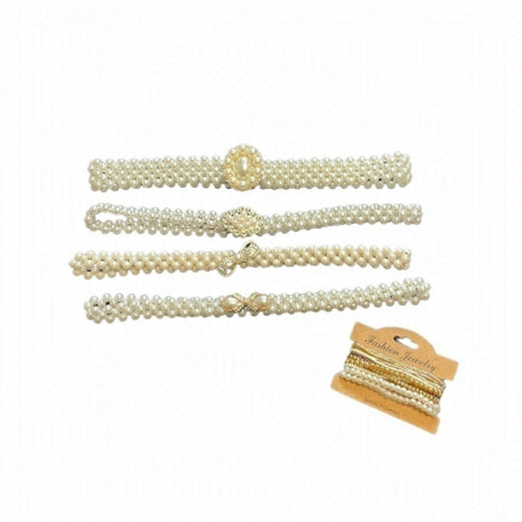 Stretch Pearl Belts and Bracelet Bundle - Size Medium - Picture 1 of 7